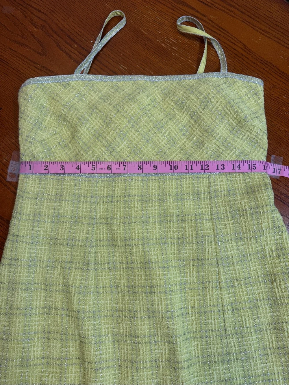 Chanel 1997 Sleeveless Mini Tweed Dress Chartreuse/Silver